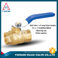 Brass color blue handle ball valve with rotate 90 degrees on YU HUAN OUJIA